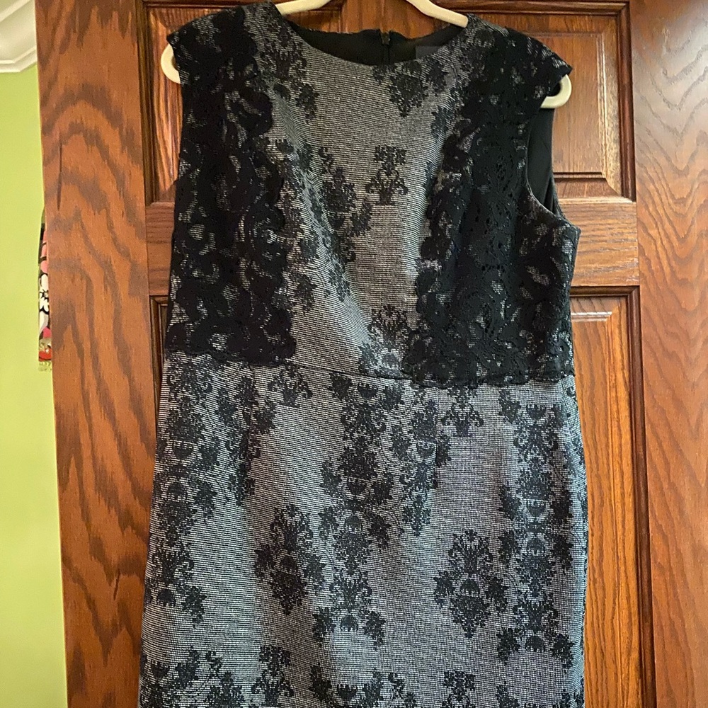 Black Lace and Gray Adrianna Papell Dress